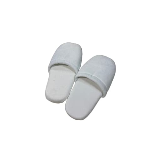 Pantuflas de Punta Cerrada para Hombre, Velour de Felpa de Algodón, Suela de Goma, 12 in L, Blanco